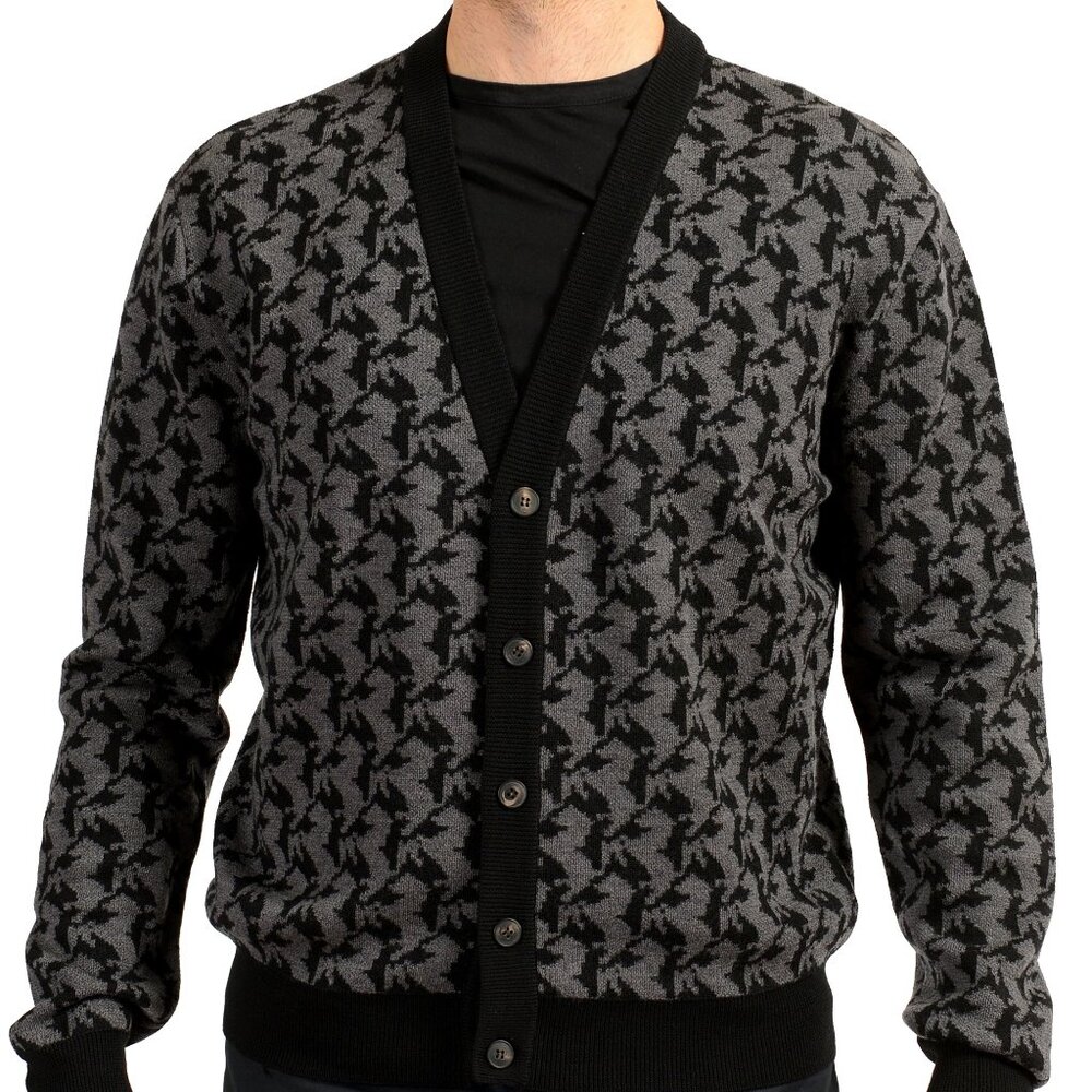 Scuderia Ferrari Fluid Cavallino Pixelated Wool Cardigan Sweater US 3XL IT 58